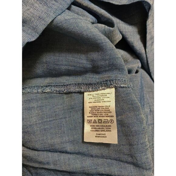 Ann Taylor women large lightweight tank shirt blue cotton viscose thin denim top - Picture 6 of 6